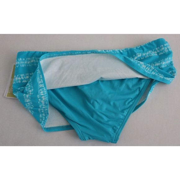 Michael Kors MM4J477 Women Sz M Turquoise Skirted Hipster Bikini Swim Bottom $90 - Picture 5 of 7